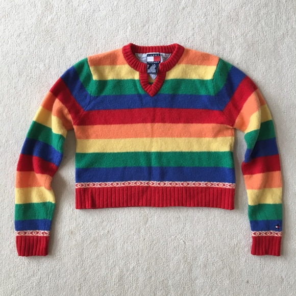 Tommy Hilfiger Sweaters - Vintage Tommy Hilfiger Rainbow Striped Sweater